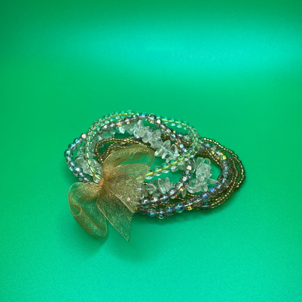 Crystal and Beads Stretch Bracelet Set